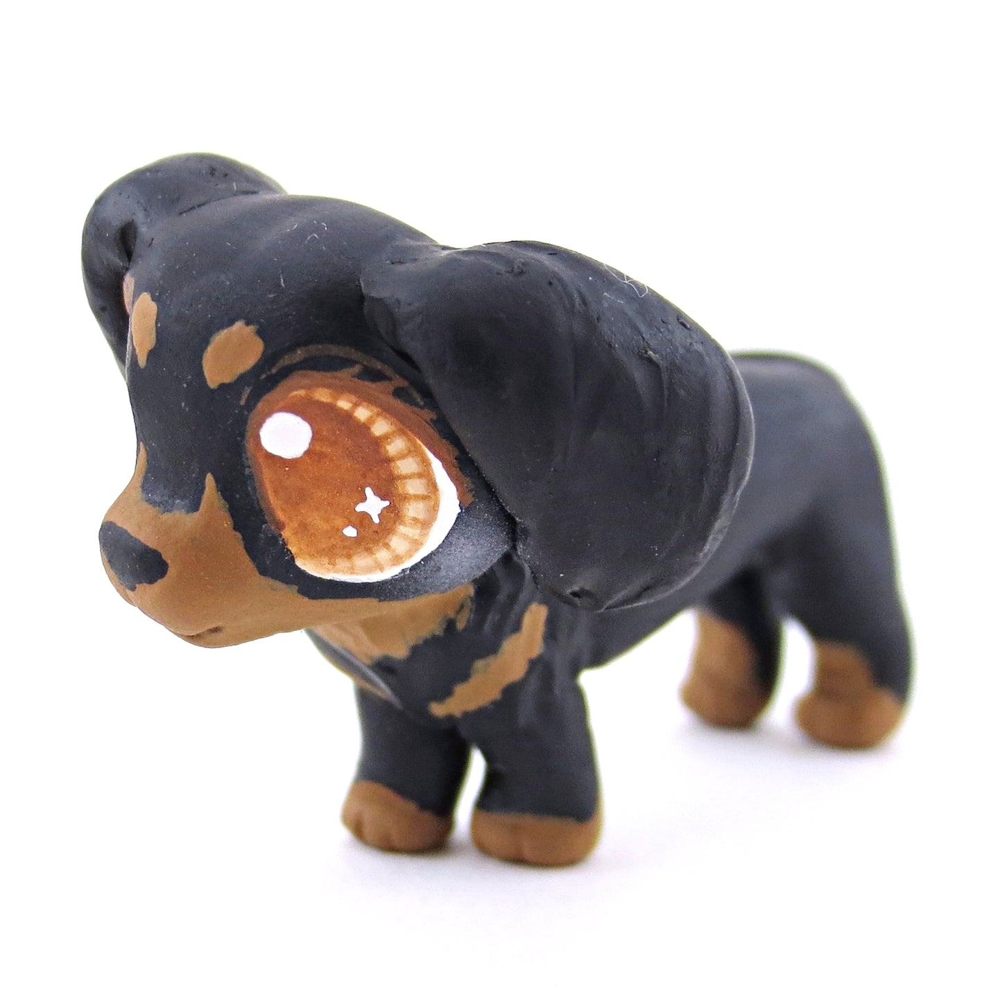 Black and Tan Dachshund Sausage Dog Figurine - Polymer Clay Dog Collection