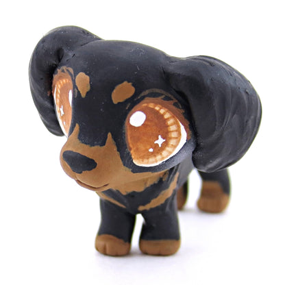 Black and Tan Dachshund Sausage Dog Figurine - Polymer Clay Dog Collection