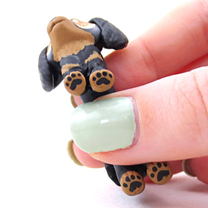 Black and Tan Dachshund Sausage Dog Figurine - Polymer Clay Dog Collection