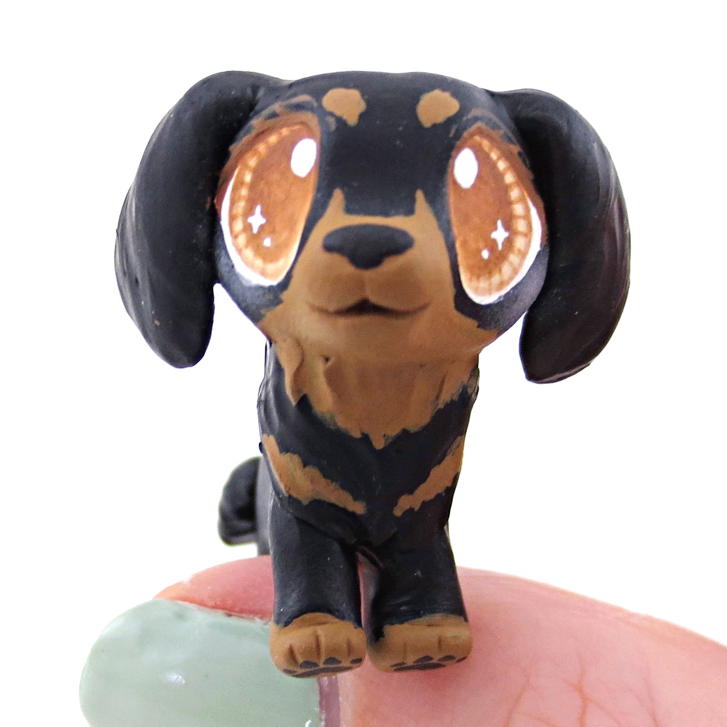 Black and Tan Dachshund Sausage Dog Figurine - Polymer Clay Dog Collection