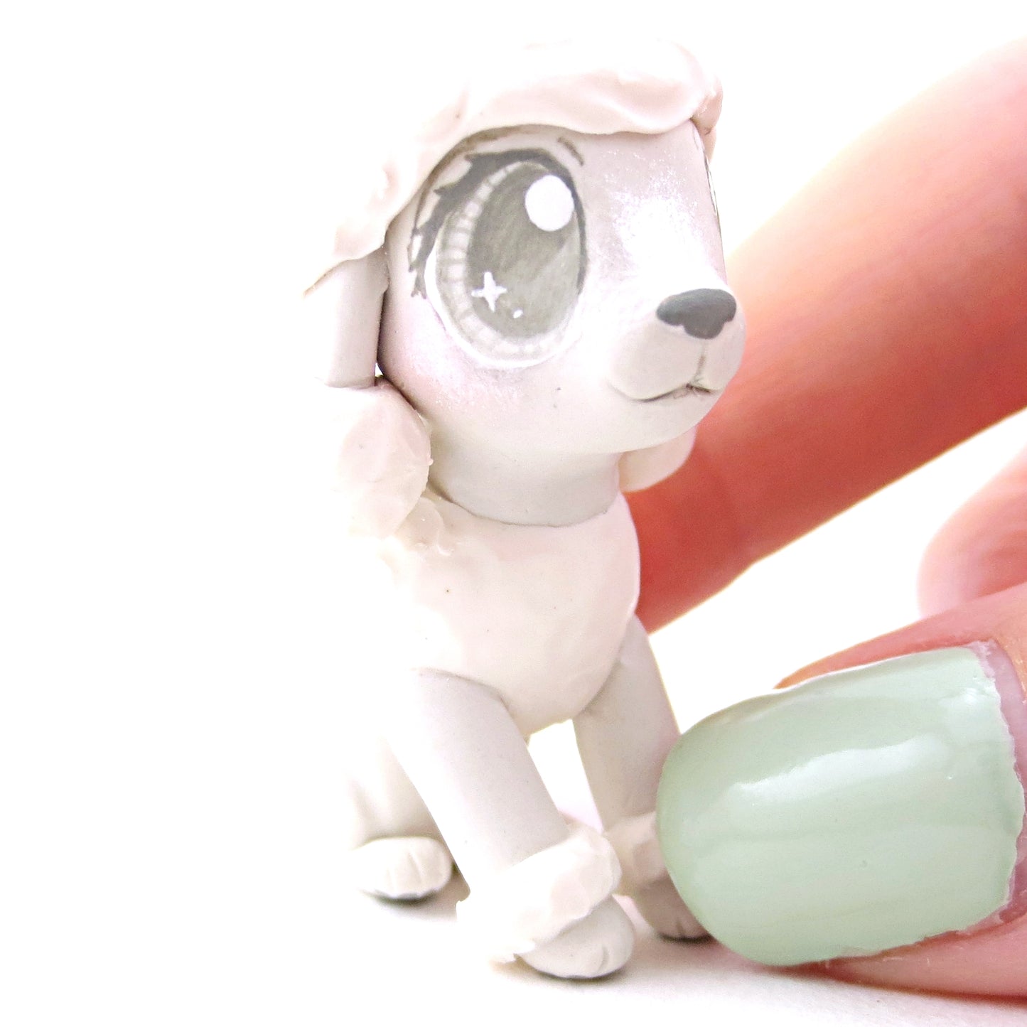 White Poodle Dog Figurine - Polymer Clay Dog Collection