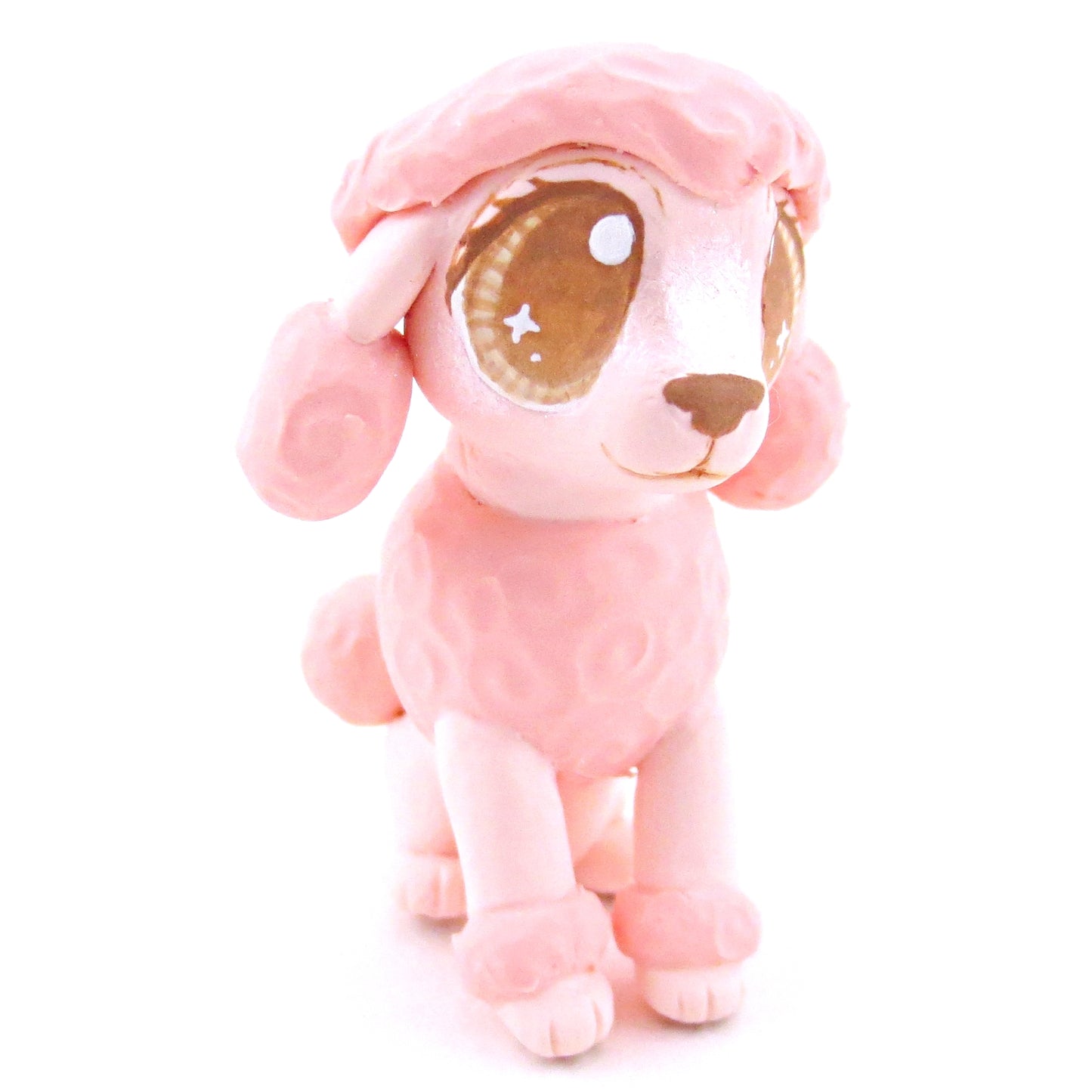 Pink Poodle Dog Figurine - Polymer Clay Dog Collection