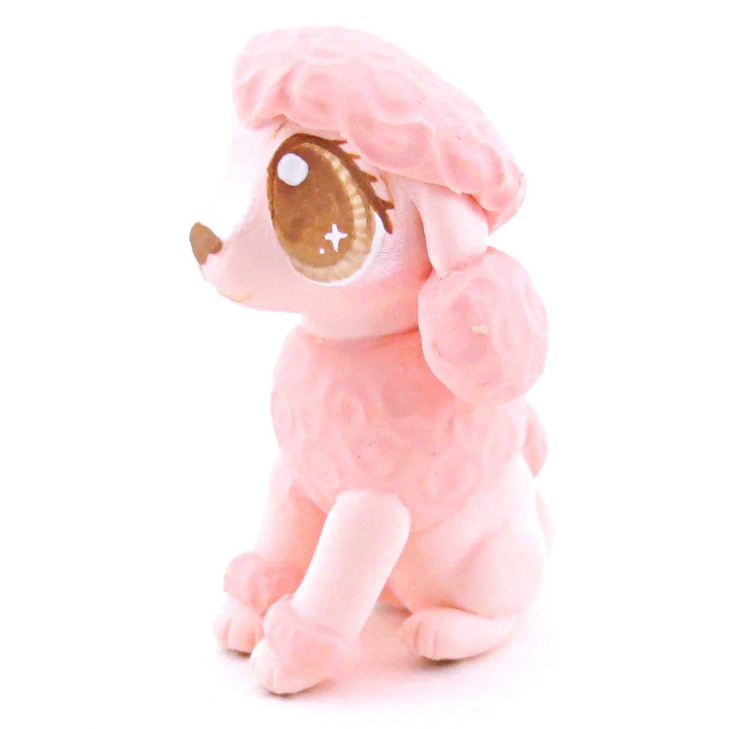 Pink Poodle Dog Figurine - Polymer Clay Dog Collection