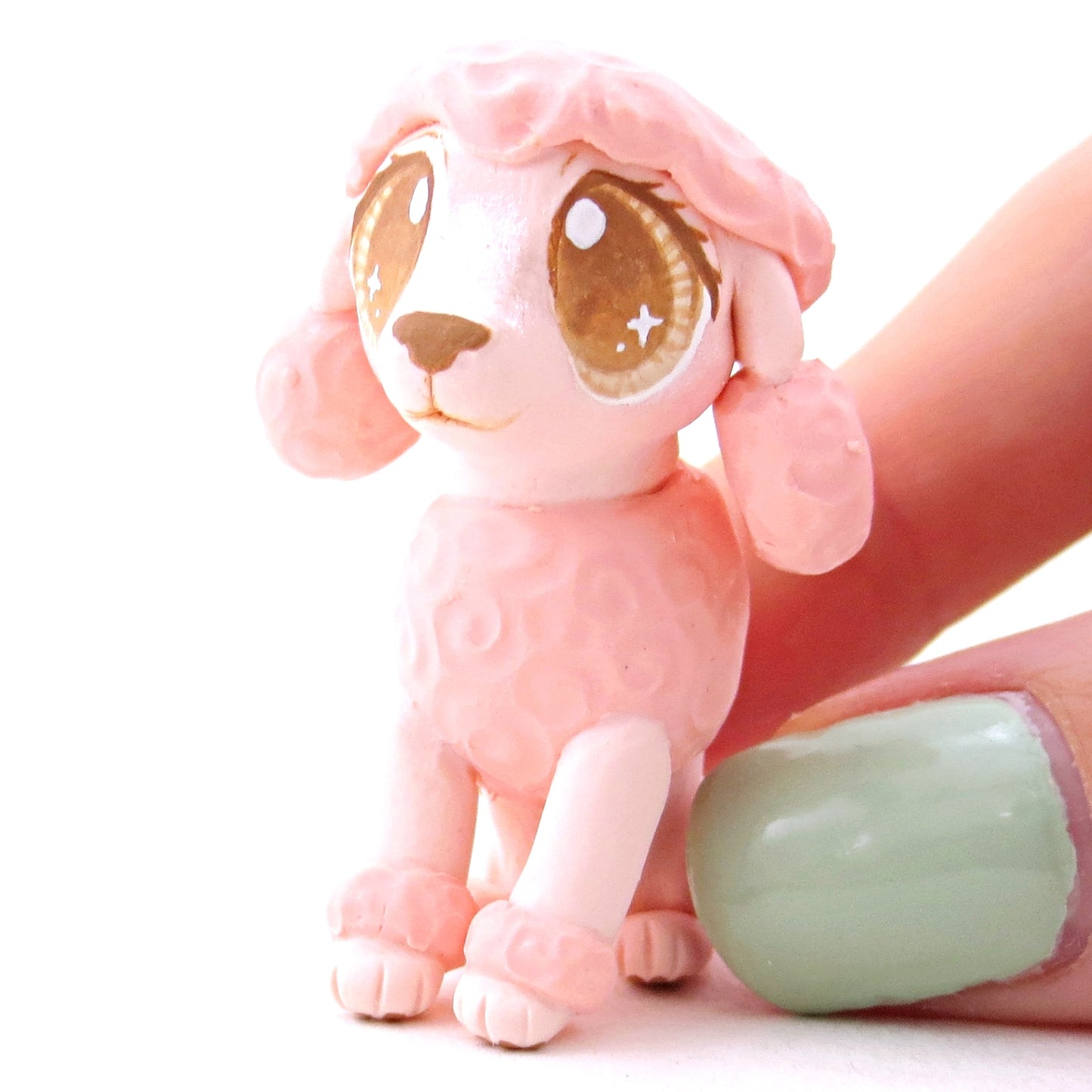 Pink Poodle Dog Figurine - Polymer Clay Dog Collection