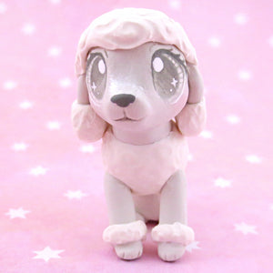 White Poodle Dog Figurine - Polymer Clay Dog Collection