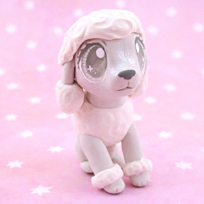 White Poodle Dog Figurine - Polymer Clay Dog Collection