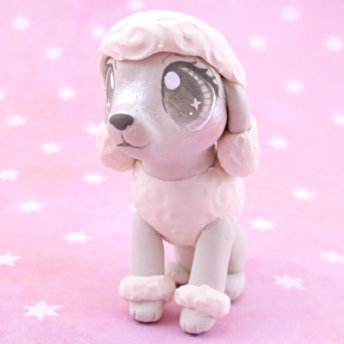 White Poodle Dog Figurine - Polymer Clay Dog Collection