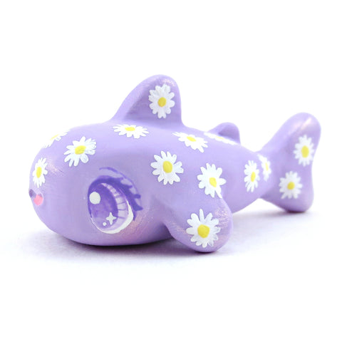 Daisy Purple Whale Shark Figurine - Polymer Clay Doodle Ocean Collection