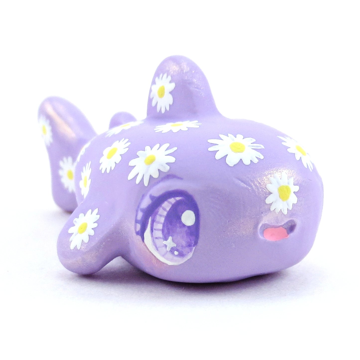 Daisy Purple Whale Shark Figurine - Polymer Clay Doodle Ocean Collection