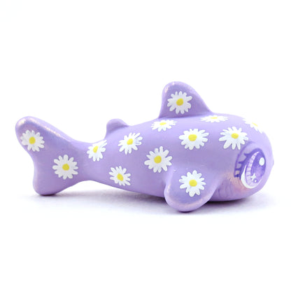 Daisy Purple Whale Shark Figurine - Polymer Clay Doodle Ocean Collection