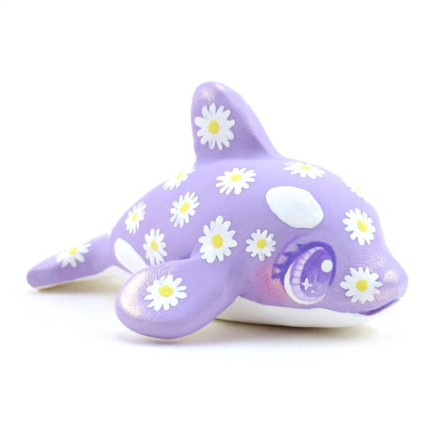 Daisy Purple Orca Whale Figurine - Polymer Clay Doodle Ocean Collection