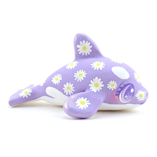 Daisy Purple Orca Whale Figurine - Polymer Clay Doodle Ocean Collection