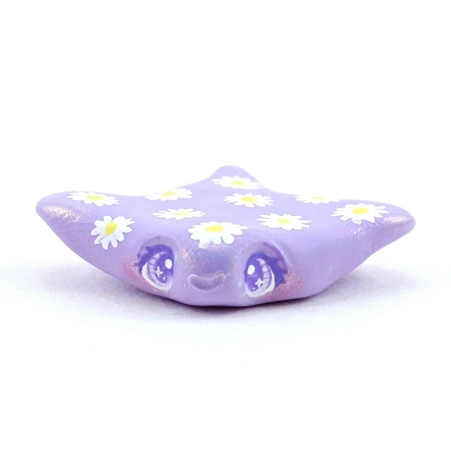 Daisy Purple Manta Ray Figurine - Polymer Clay Doodle Ocean Collection