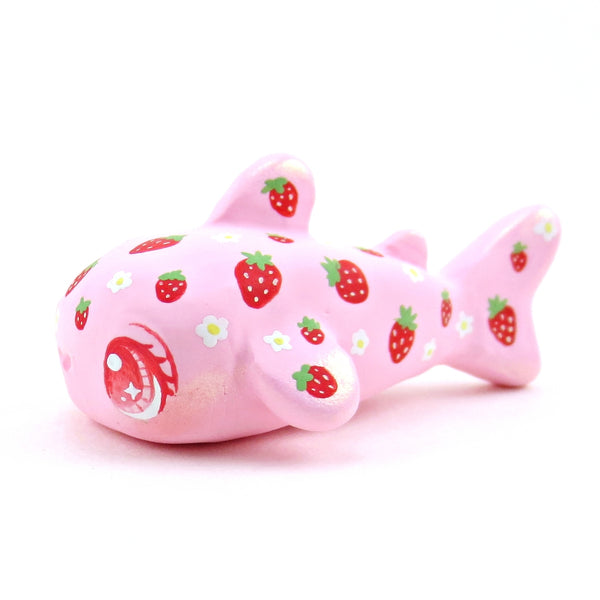 Strawberry Whale Shark Figurine - Polymer Clay Doodle Ocean Collection