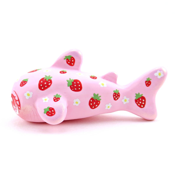Strawberry Whale Shark Figurine - Polymer Clay Doodle Ocean Collection