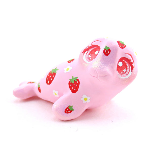 Strawberry Seal Figurine - Polymer Clay Doodle Ocean Collection