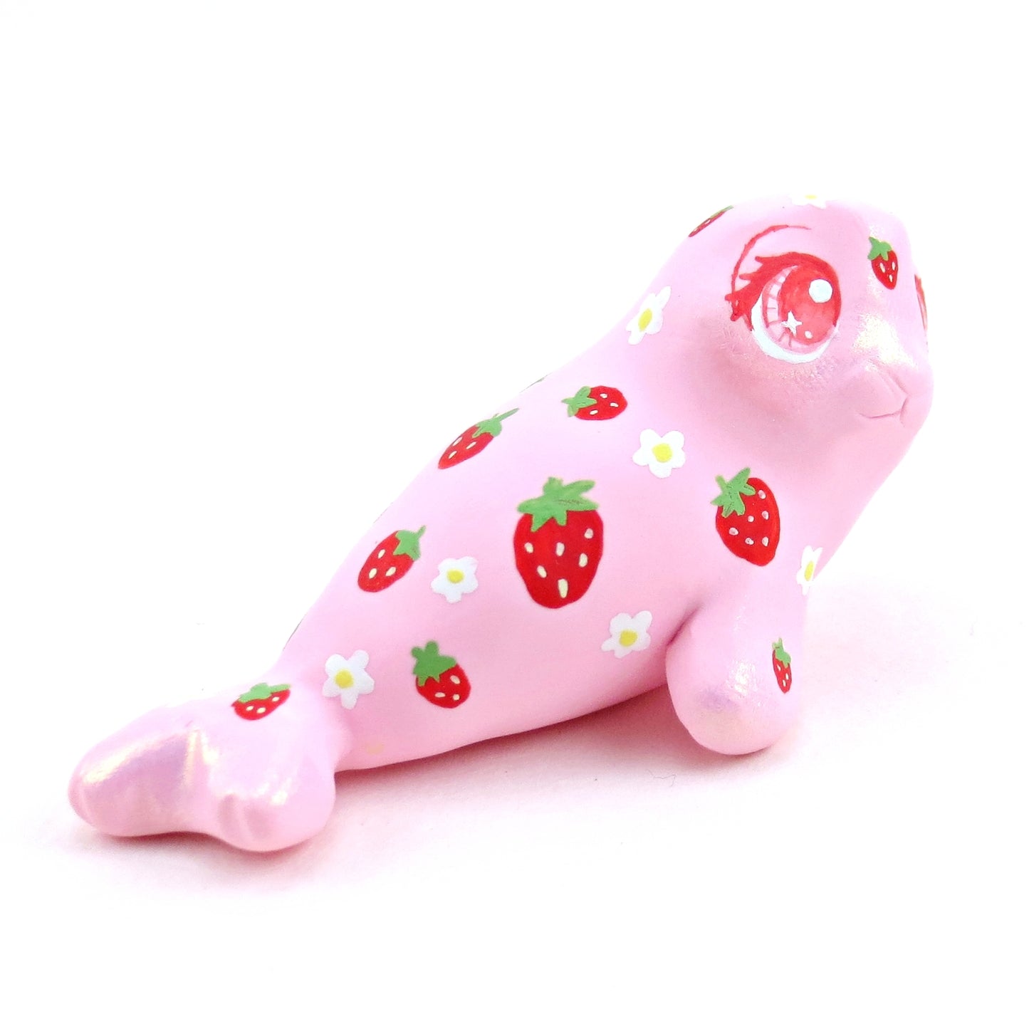 Strawberry Seal Figurine - Polymer Clay Doodle Ocean Collection