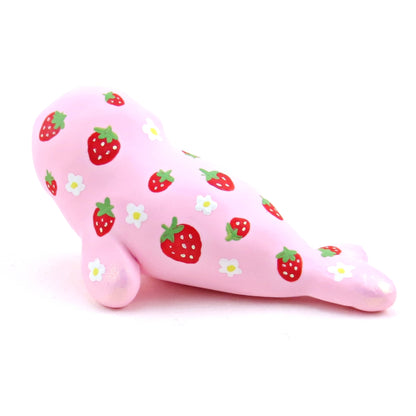 Strawberry Seal Figurine - Polymer Clay Doodle Ocean Collection