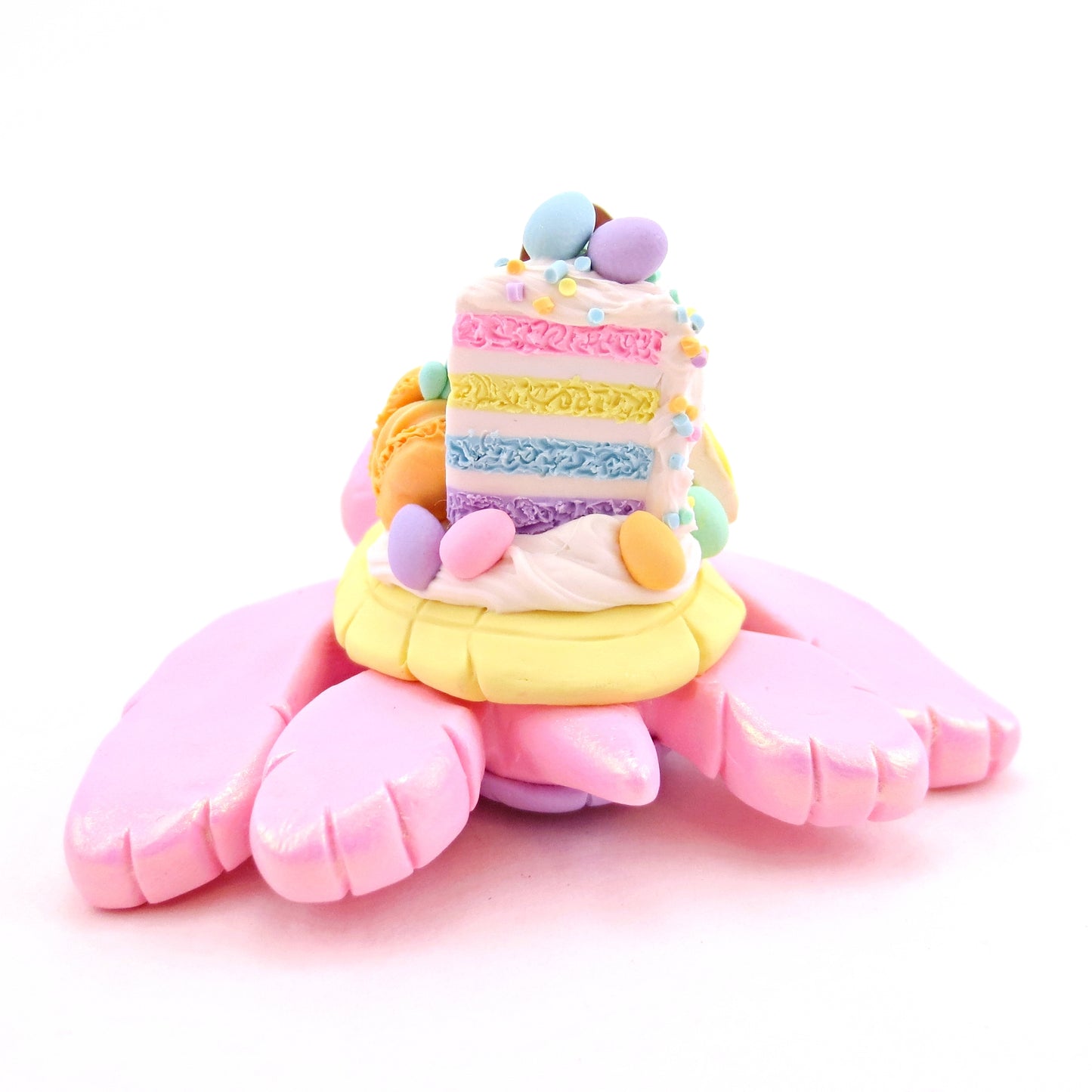 Pink Easter Dessert Turtle Figurine - Polymer Clay Easter Animal Collection