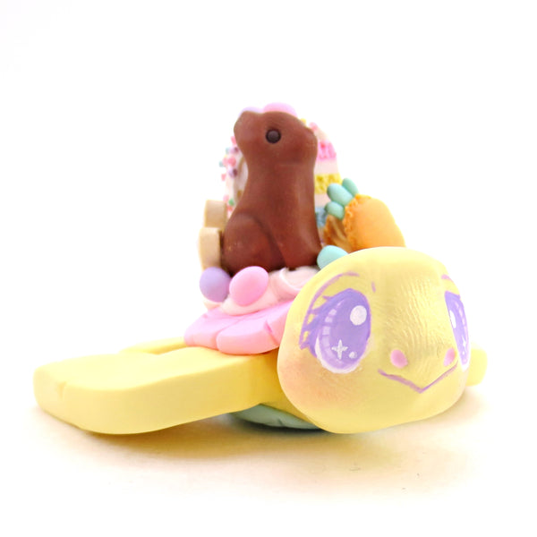 Yellow Easter Dessert Turtle Figurine - Polymer Clay Easter Animal Collection