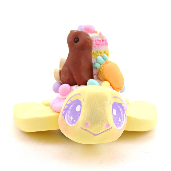 Yellow Easter Dessert Turtle Figurine - Polymer Clay Easter Animal Collection