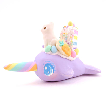 Purple Easter Dessert Narwhal Figurine - Polymer Clay Easter Animal Collection