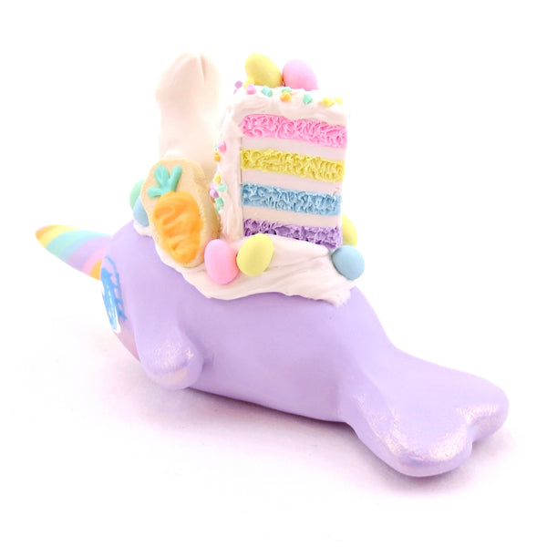 Purple Easter Dessert Narwhal Figurine - Polymer Clay Easter Animal Collection