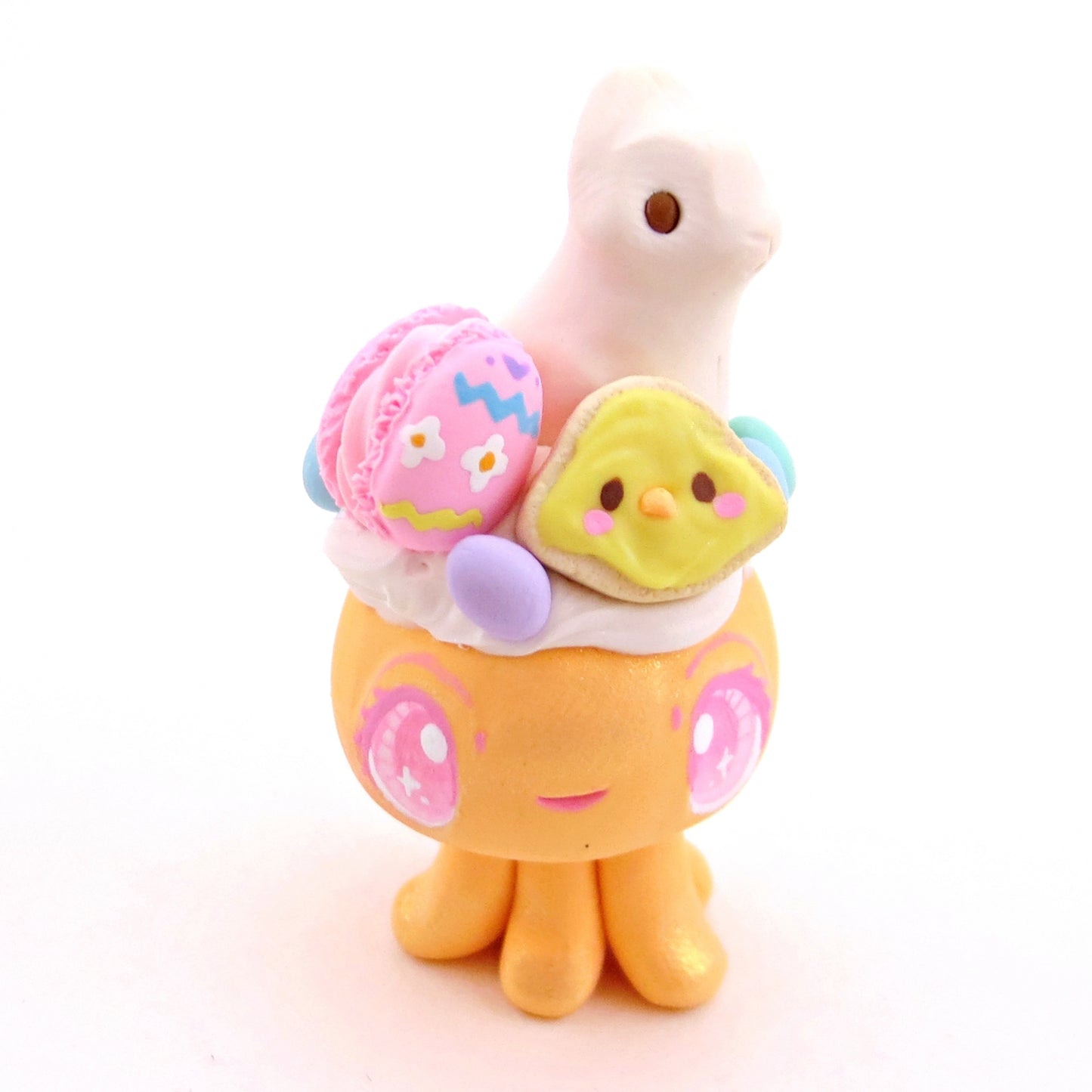 Orange Easter Dessert Jellyfish Figurine - Polymer Clay Easter Animal Collection