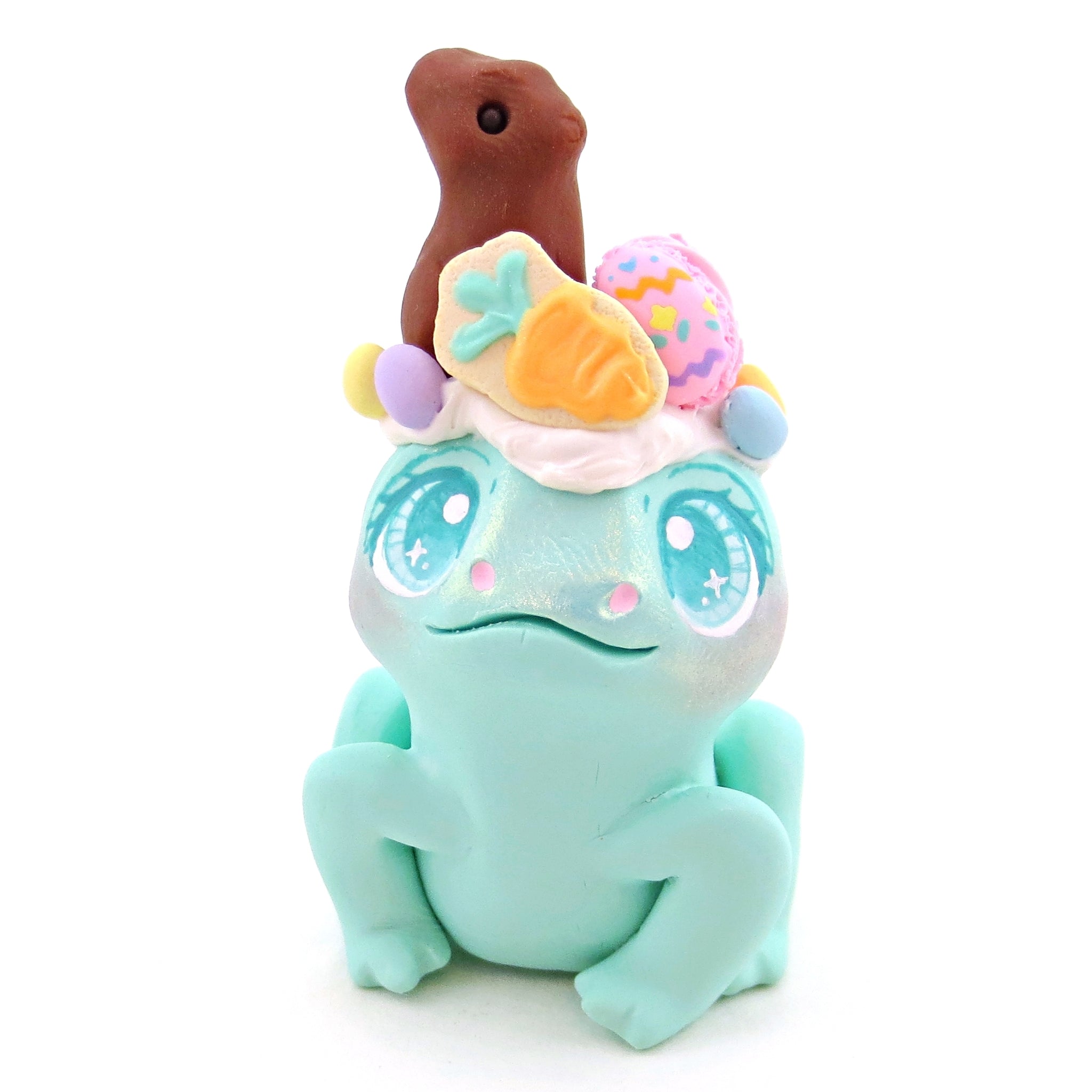 Easter Dessert Frog Figurine - Polymer Clay Easter Animal Collection