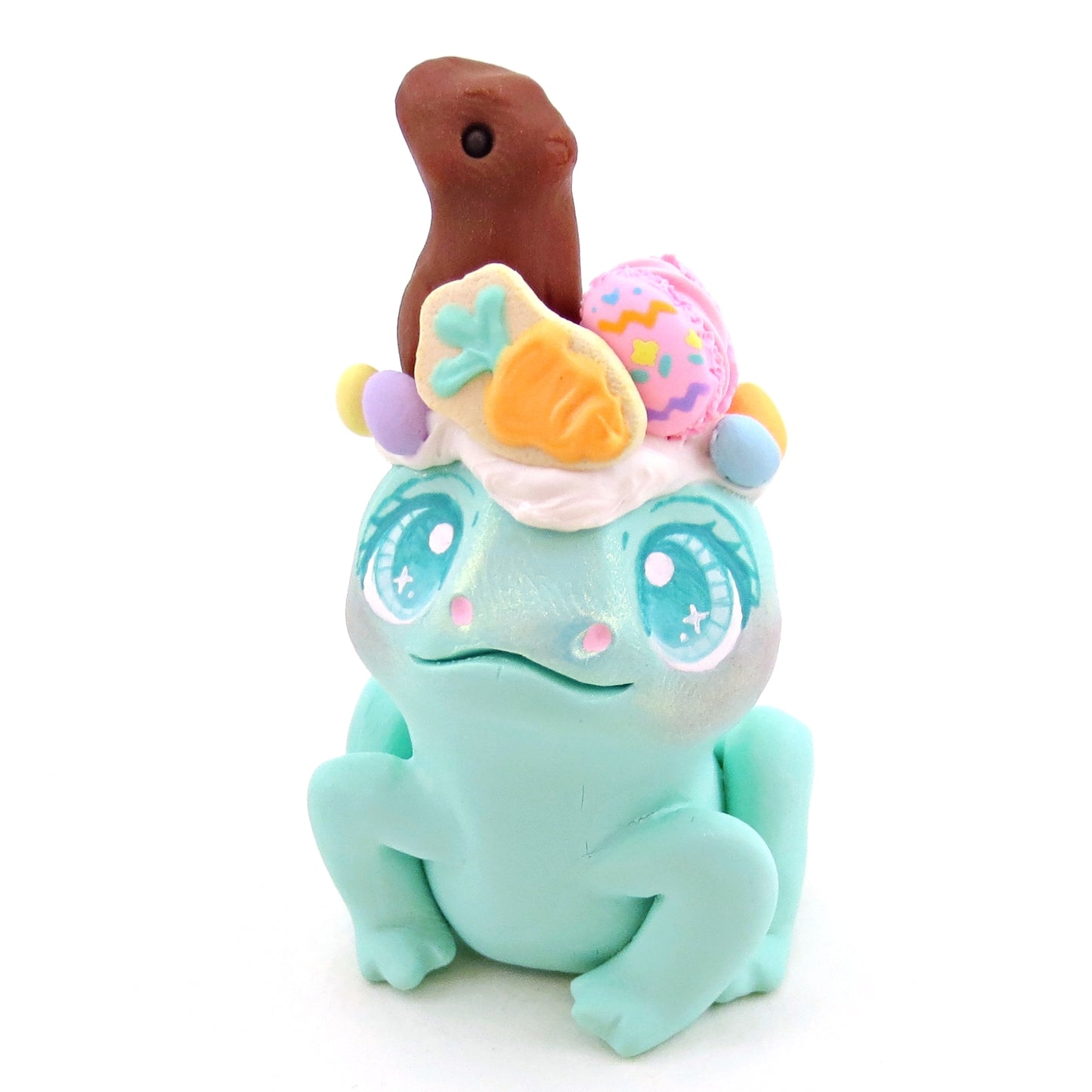 Easter Dessert Frog Figurine - Polymer Clay Easter Animal Collection