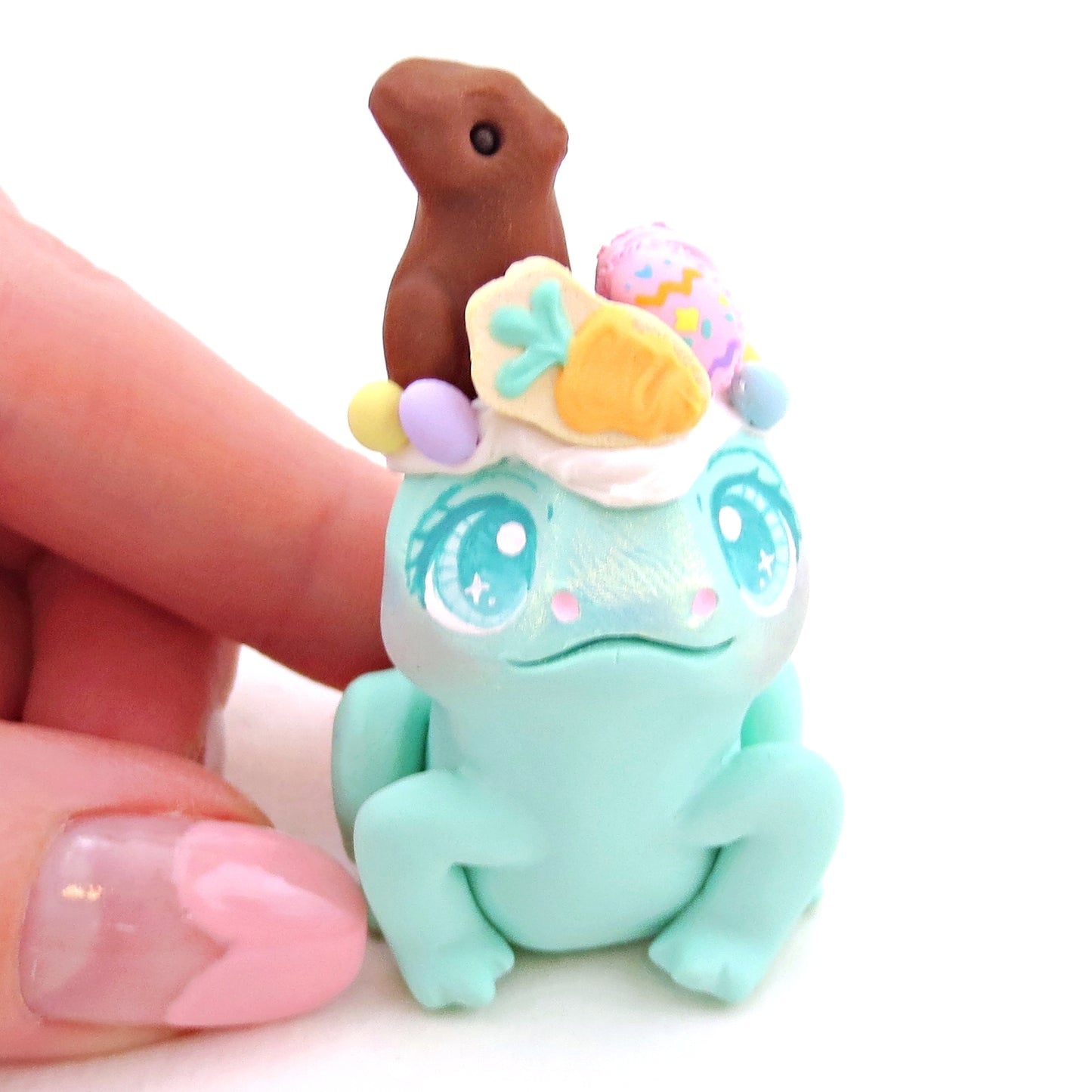 Easter Dessert Frog Figurine - Polymer Clay Easter Animal Collection