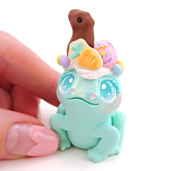 Easter Dessert Frog Figurine - Polymer Clay Easter Animal Collection