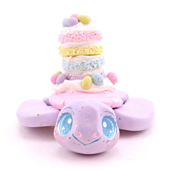 Purple Speckled Egg Cake Turtle Figurine - Polymer Clay Easter Animal Collection