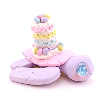 Purple Speckled Egg Cake Turtle Figurine - Polymer Clay Easter Animal Collection