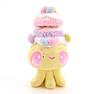 Yellow Speckled Egg Cake Jellyfish Figurine - Polymer Clay Easter Animal Collection