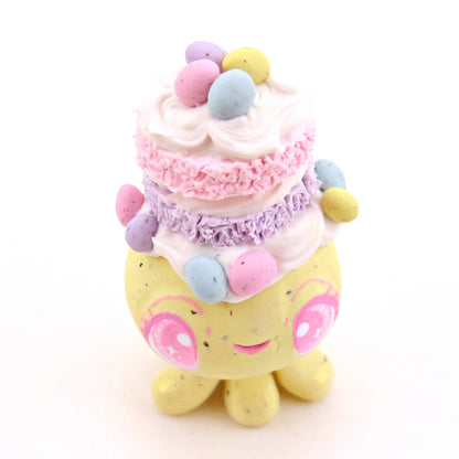 Yellow Speckled Egg Cake Jellyfish Figurine - Polymer Clay Easter Animal Collection