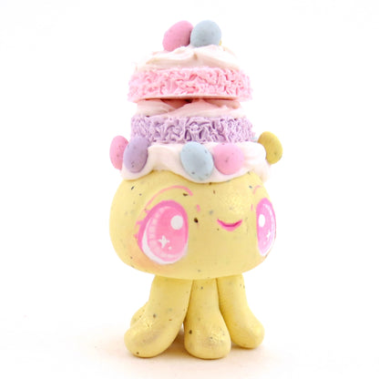 Yellow Speckled Egg Cake Jellyfish Figurine - Polymer Clay Easter Animal Collection