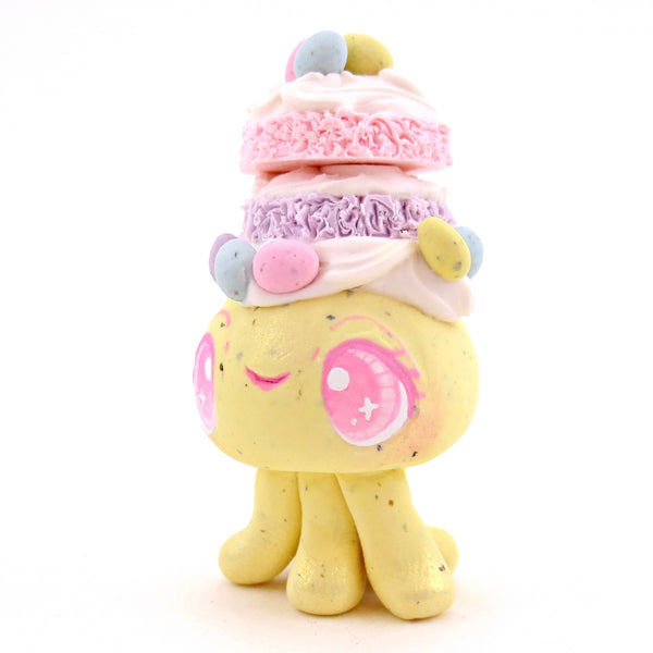 Yellow Speckled Egg Cake Jellyfish Figurine - Polymer Clay Easter Animal Collection