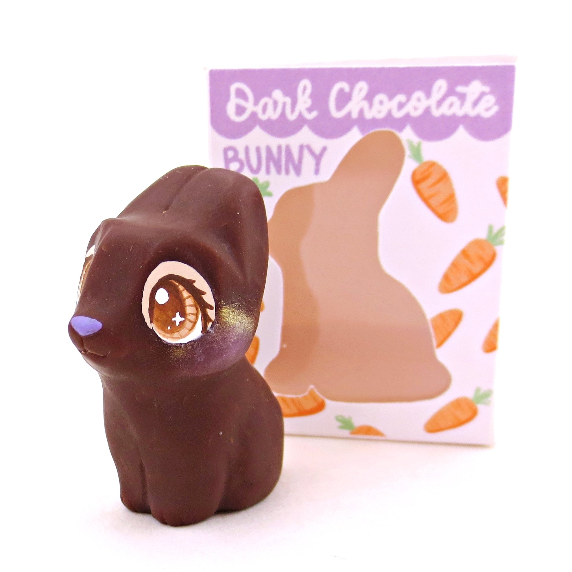 Dark Chocolate Bunny Figurine - Polymer Clay Easter Animal Collection