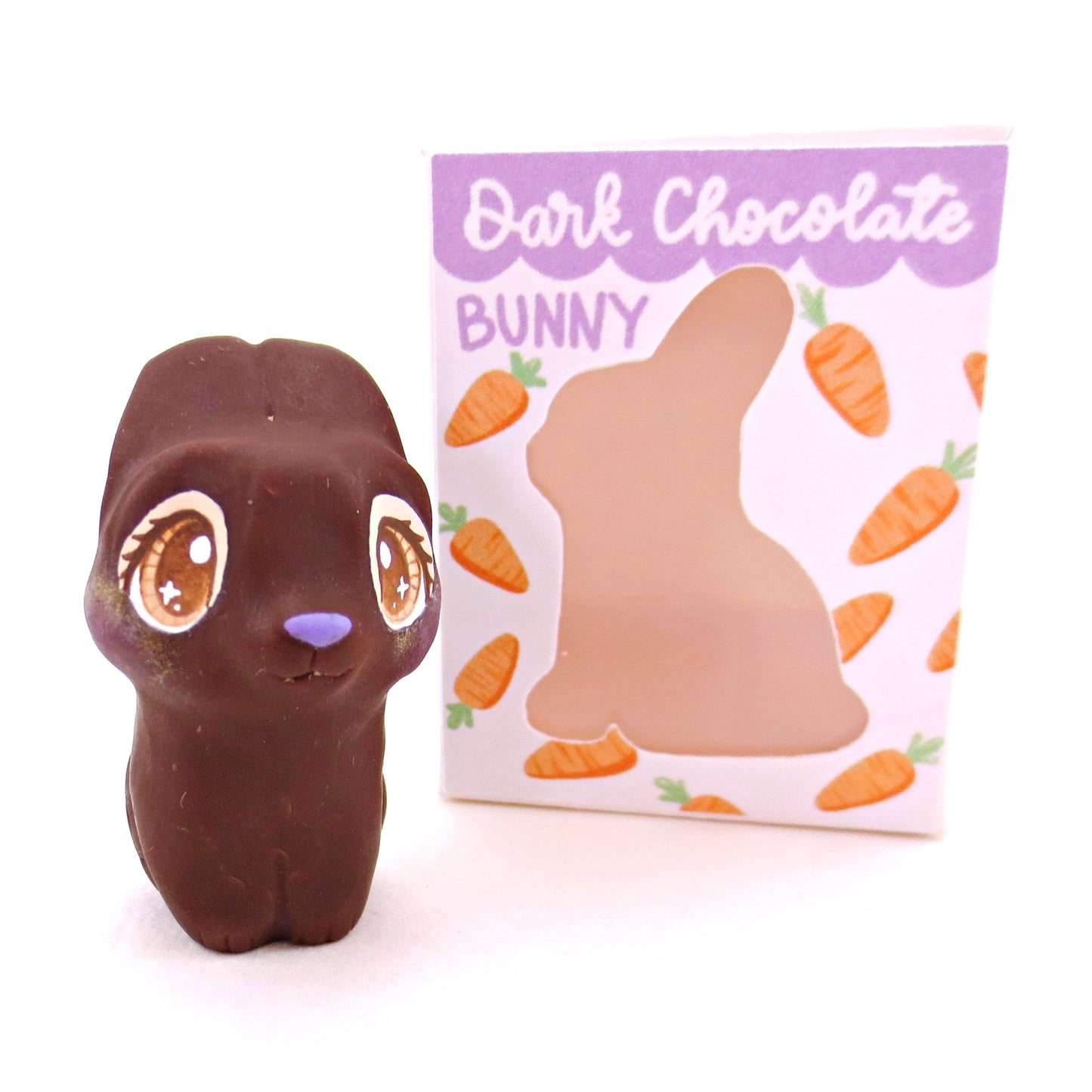 Dark Chocolate Bunny Figurine - Polymer Clay Easter Animal Collection