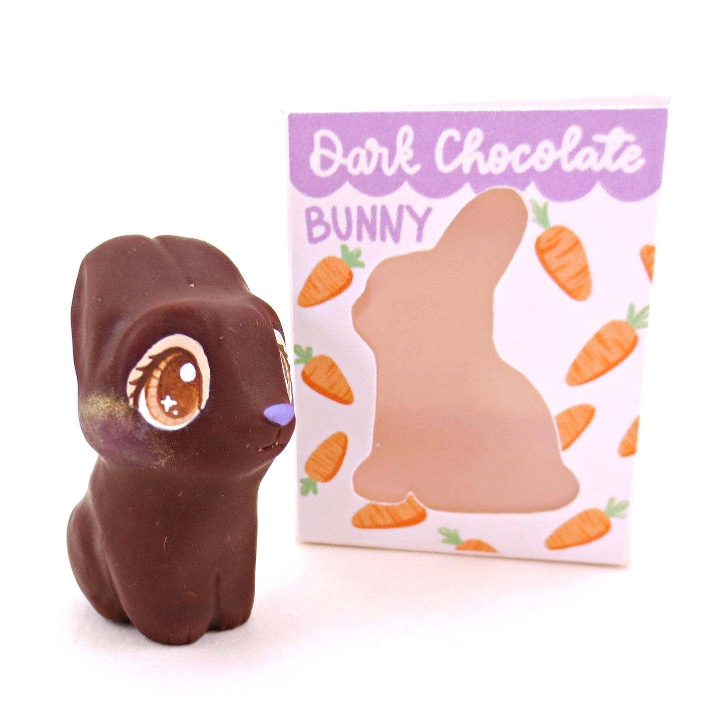 Dark Chocolate Bunny Figurine - Polymer Clay Easter Animal Collection