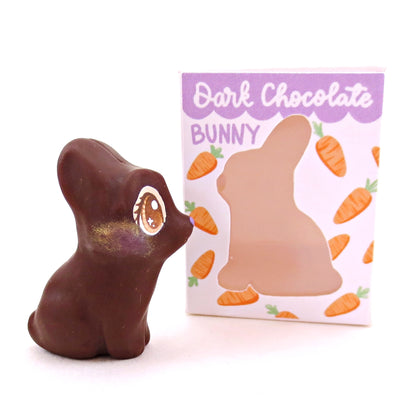 Dark Chocolate Bunny Figurine - Polymer Clay Easter Animal Collection