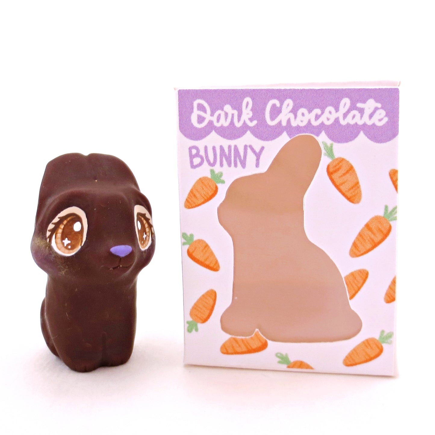 Dark Chocolate Bunny Figurine - Polymer Clay Easter Animal Collection