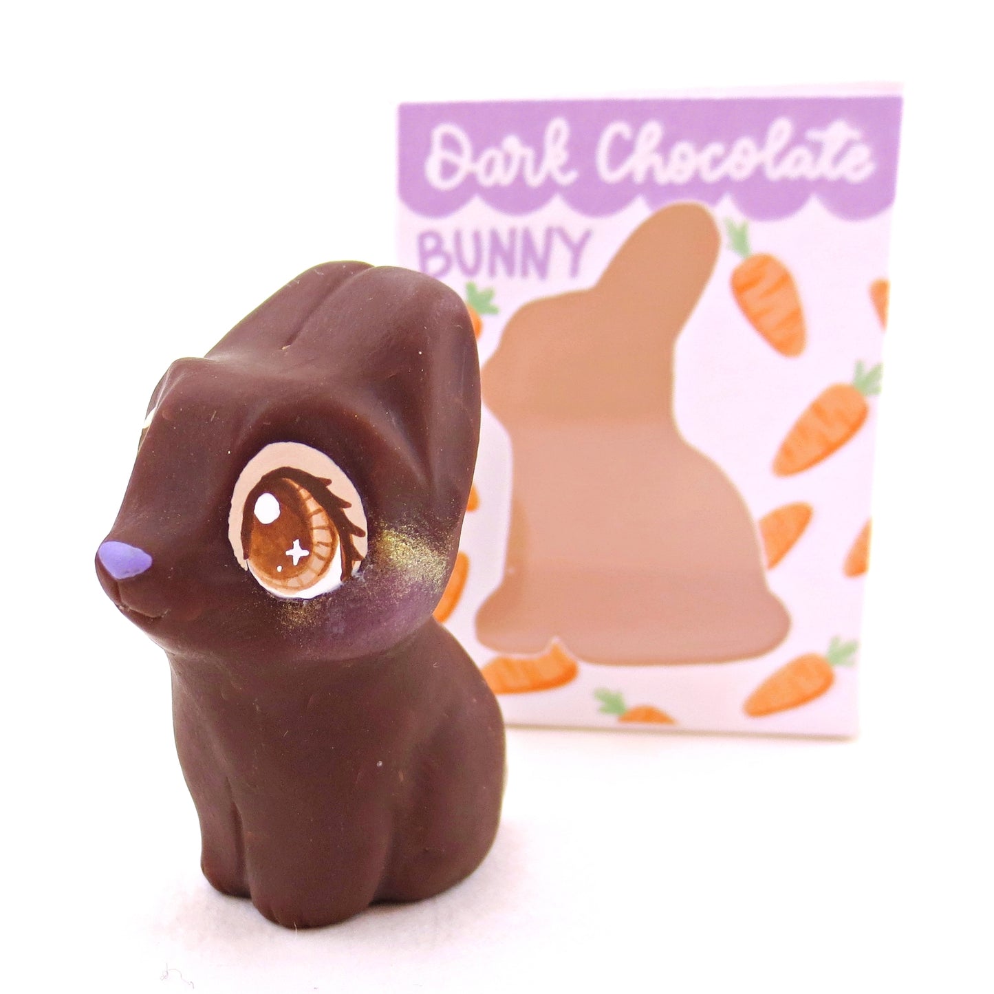 Dark Chocolate Bunny Figurine - Polymer Clay Easter Animal Collection