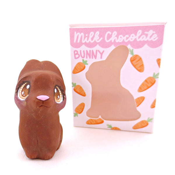 Milk Chocolate Bunny Figurine - Polymer Clay Easter Animal Collection