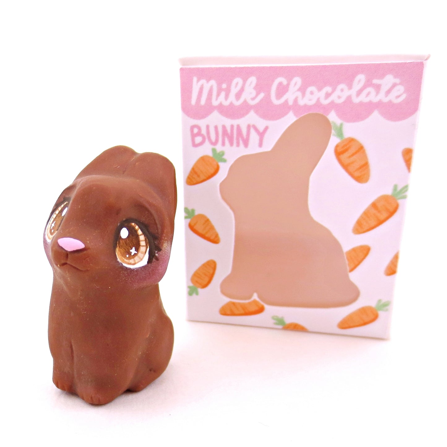 Milk Chocolate Bunny Figurine - Polymer Clay Easter Animal Collection