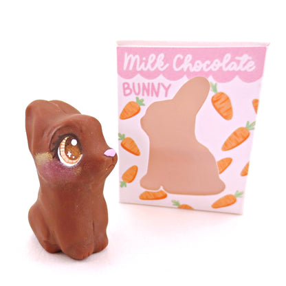 Milk Chocolate Bunny Figurine - Polymer Clay Easter Animal Collection