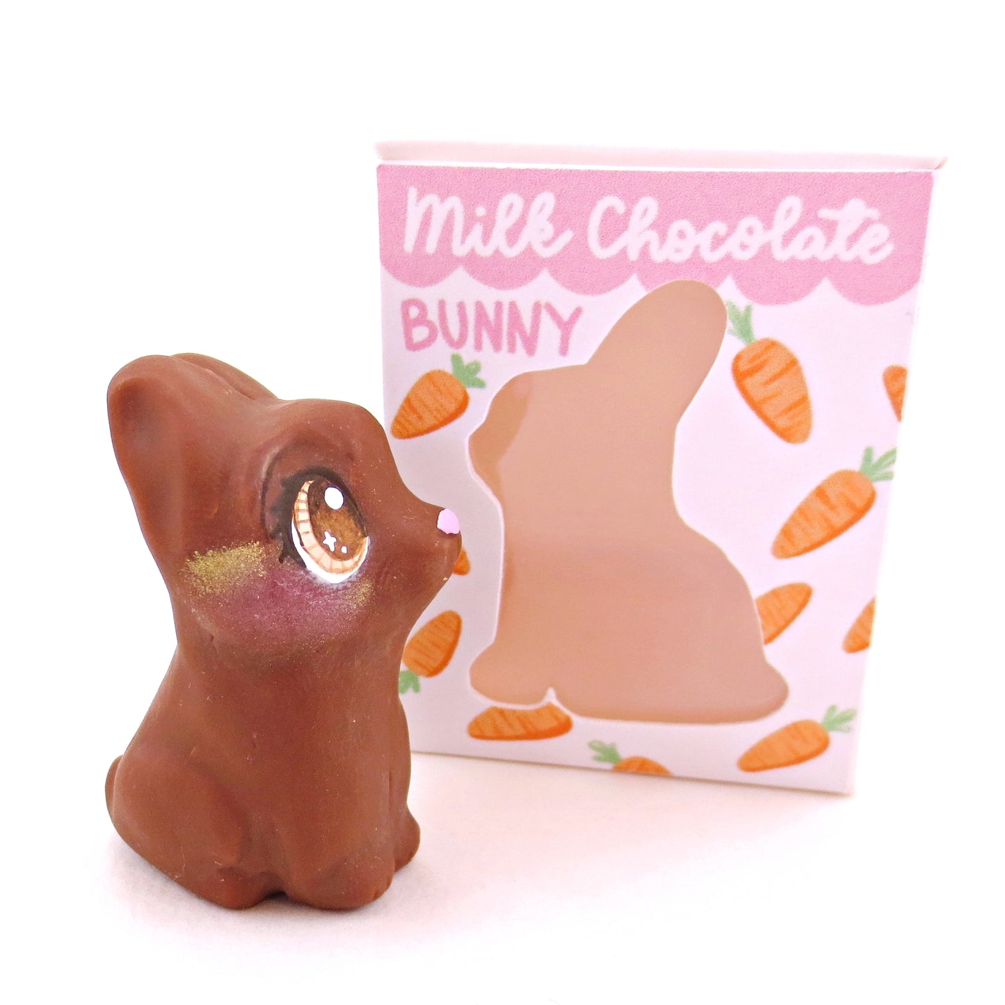 Milk Chocolate Bunny Figurine - Polymer Clay Easter Animal Collection