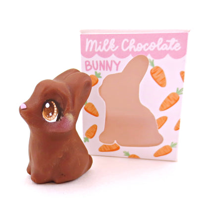 Milk Chocolate Bunny Figurine - Polymer Clay Easter Animal Collection