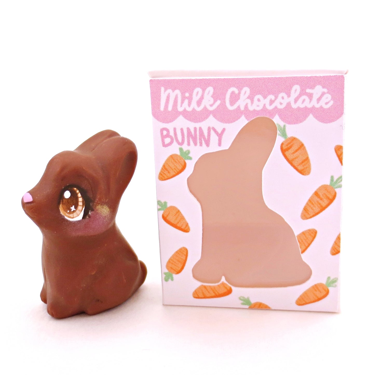 Milk Chocolate Bunny Figurine - Polymer Clay Easter Animal Collection